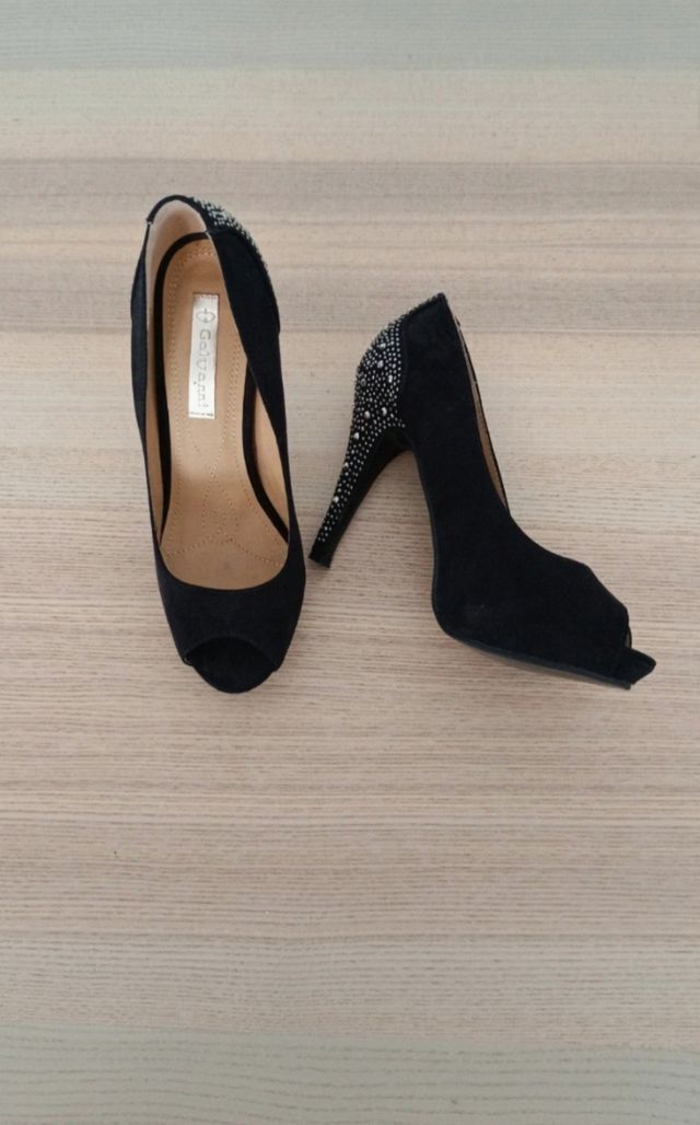 Zapatos tacón brillante