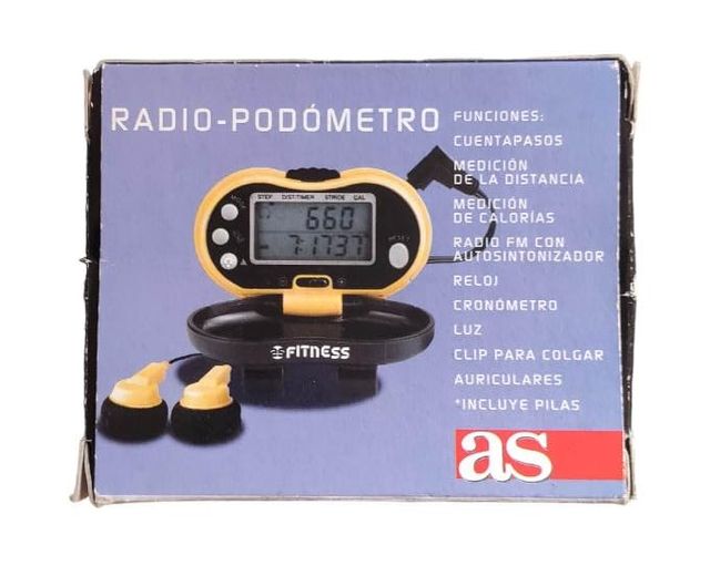 Podómetro con Radio FM, Reloj y Crono