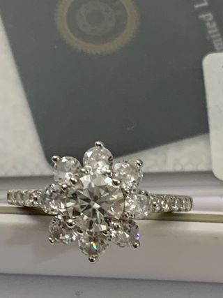 Anillo plata Rodiada 2CT Diamante Moissanita