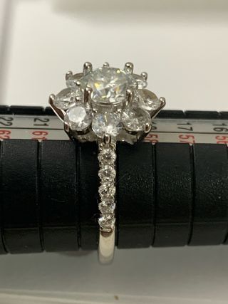 Anillo plata Rodiada 2CT Diamante Moissanita