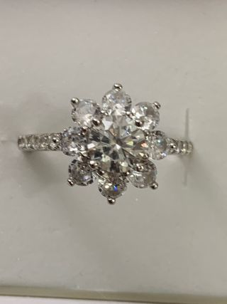Anillo plata Rodiada 2CT Diamante Moissanita