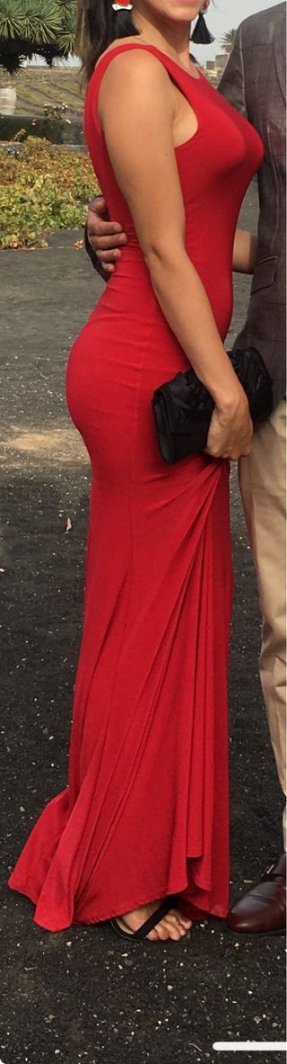 Vestido fiesta largo rojo 