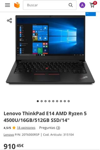 Portátil Lenovo Thinkpad E14