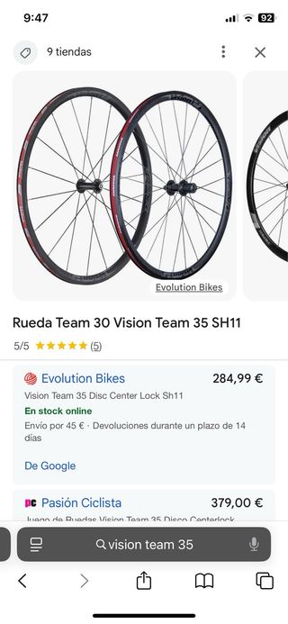 ruedas de carretera vision v team 35