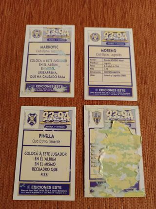 Cromos carton Liga 93 - 94 Ed. Este