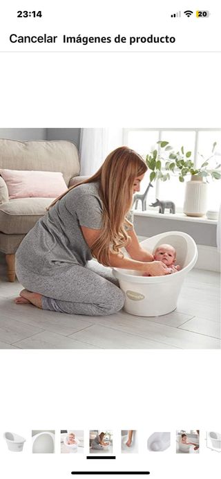 Bañera bebe shnuggle bebe blanca y azul