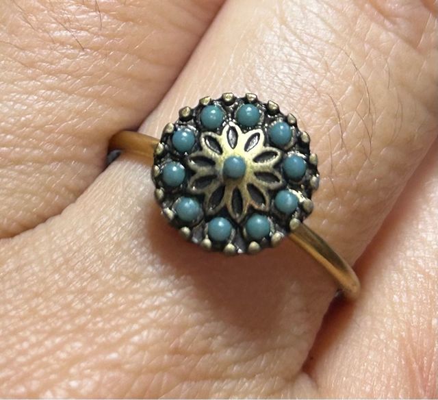 Anillo acero y aplique turquesa