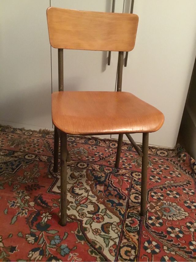 Silla escolar. Vintage. Años 50. Restaurada.