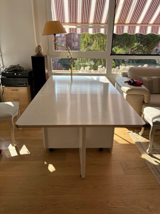 Mesa cocina abatible madera blanca