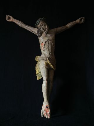 68 CM/ S. XVII- XVIII. CRISTO CRUCIFICADO MADERA.