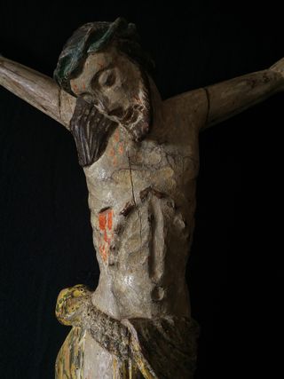 68 CM/ S. XVII- XVIII. CRISTO CRUCIFICADO MADERA.