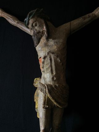 68 CM/ S. XVII- XVIII. CRISTO CRUCIFICADO MADERA.