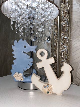 Lotto 2 Decorazioni Shabby Chic Ancora Cavalluccio