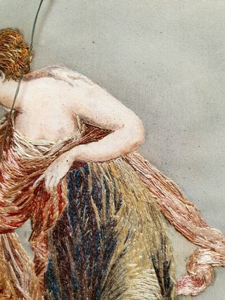 Cuadro inglés bordado en seda