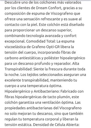 Colchón viscoelástico grafeno 120*180