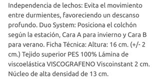 Colchón viscoelástico grafeno 120*180