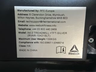 Cinta correr Reebok Pantalla tactil