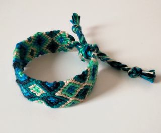 Bracciale cotone rombi blu
