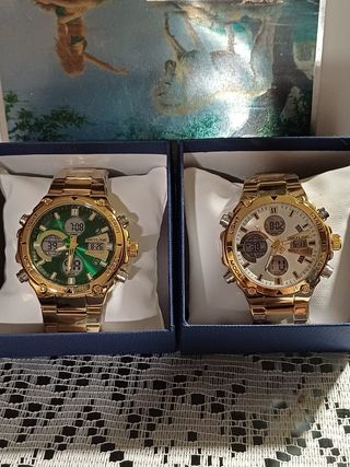 Conjunto de relojes de acero chapado en oro 18k 