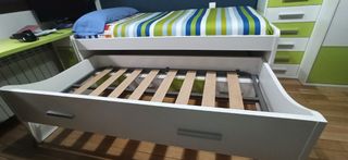 Cama nido con cama supletoria, 4 cajones y extras