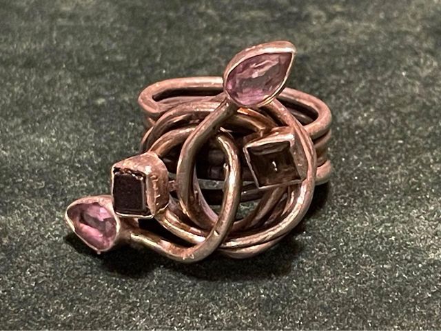 Anello in argento 925 con quarzi e ematite