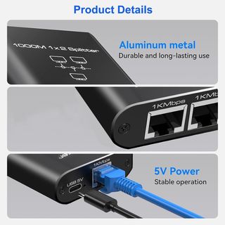 Ethernet Splitter LAN Switch 2 Puertos RJ45 Networ