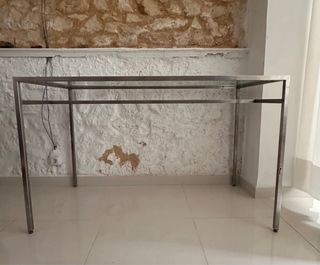 Mesa cristal y metal vintage