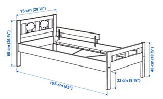 Estructura cama+barandilla,70x160,colchón yedredón