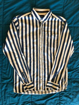 Camicia Uomo a Righe Bianco/Blu Tg M Pull&Bear