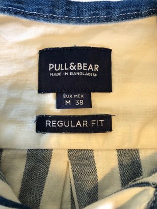 Camicia Uomo a Righe Bianco/Blu Tg M Pull&Bear