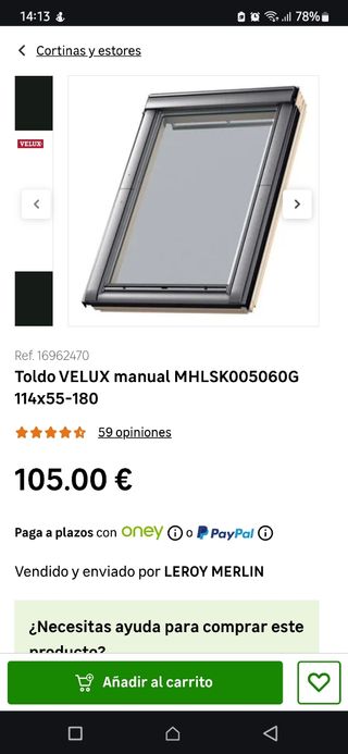 Estor velux MHLSK005060G. 142x97