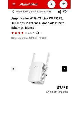 Amplificador WiFi - TP-Link N300 WA855RE