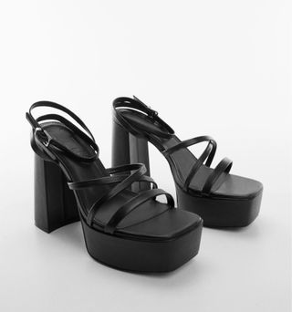 Sandalias tacón negras talla 39 MANGO