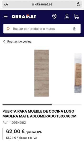 Puerta Cocina Obramat Lugo 130x40 Derecha