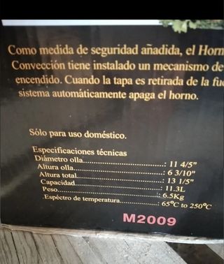 Horno eléctrico de convección 