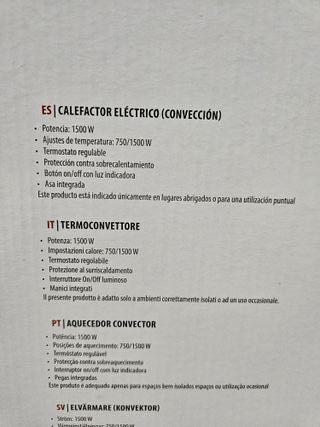 CALEFACTOR CONVECTOR TRISTAR NUEVO