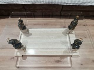 Mesa centro mármol y forja