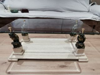 Mesa centro mármol y forja