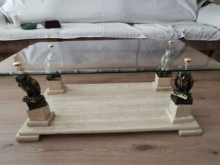 Mesa centro mármol y forja