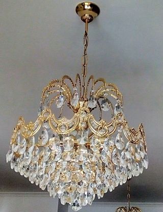 Lámpara de techo. Bronce y cristal Swarovski.