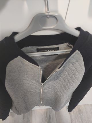 Chaqueta Bomber Azul y Gris Zara Talla S