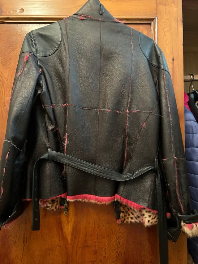 Giubbotto pelle con interno lapin maculato