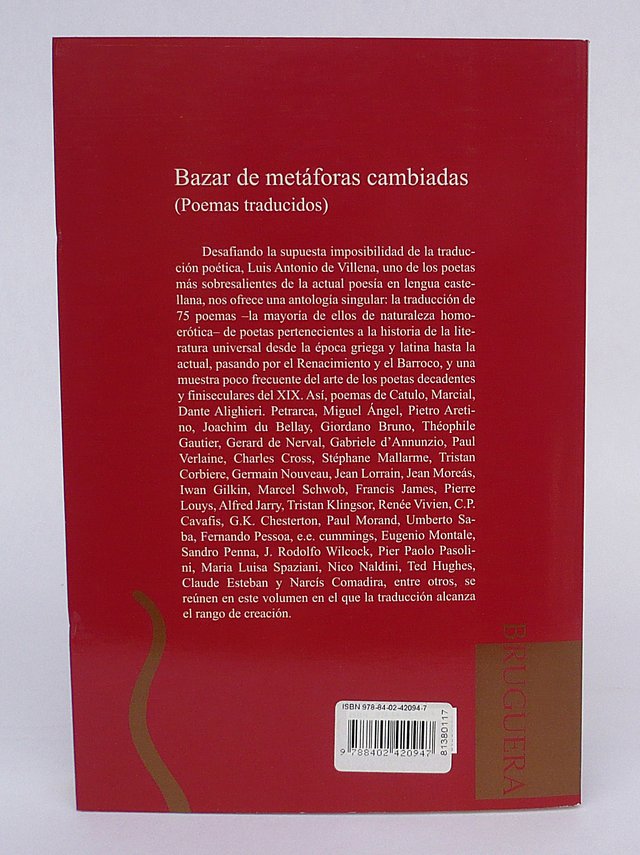 Luis Antonio de Villena, Bazar de metáforas cambi