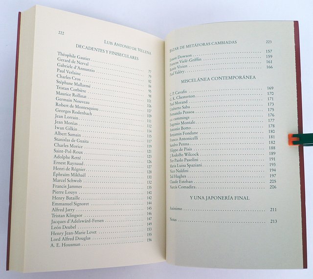 Luis Antonio de Villena, Bazar de metáforas cambi