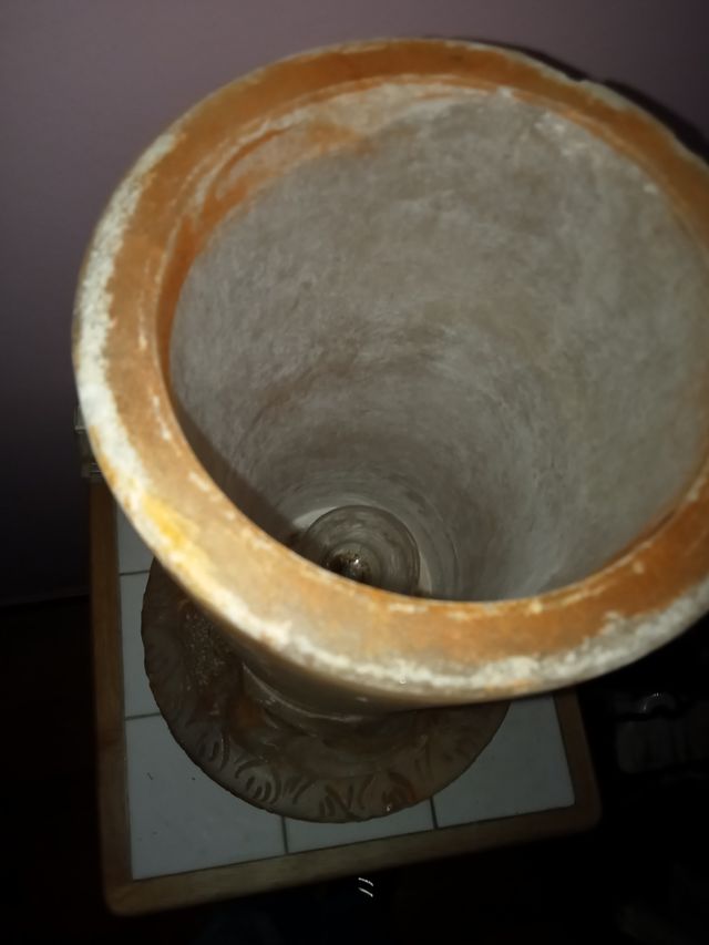 Làmpara de piedra ymármol con tallados y n 2piezas