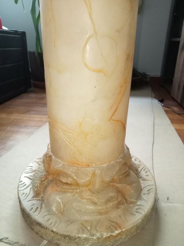 Làmpara de piedra ymármol con tallados y n 2piezas