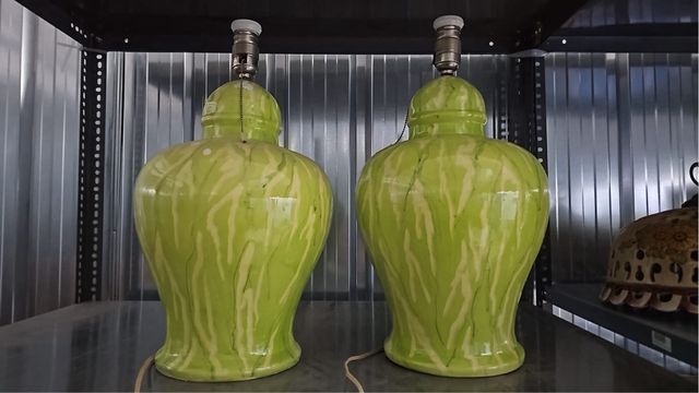 2 Pie de lámpara grande de cerámica