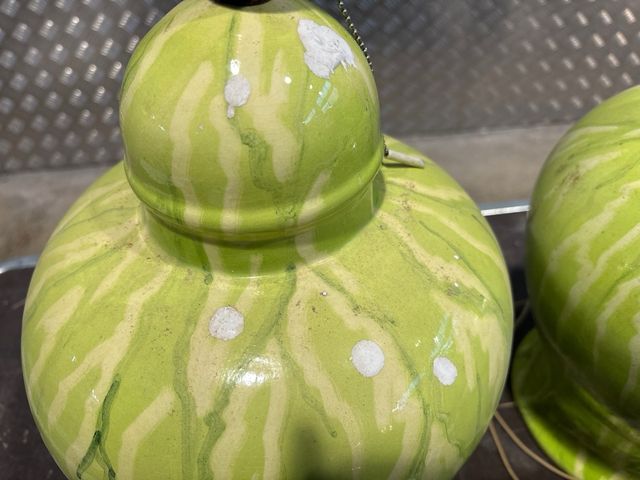 2 Pie de lámpara grande de cerámica