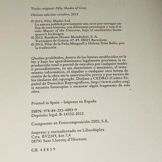 Trilogía novelas “CINCUENTA SOMBRAS”, E. L. James
