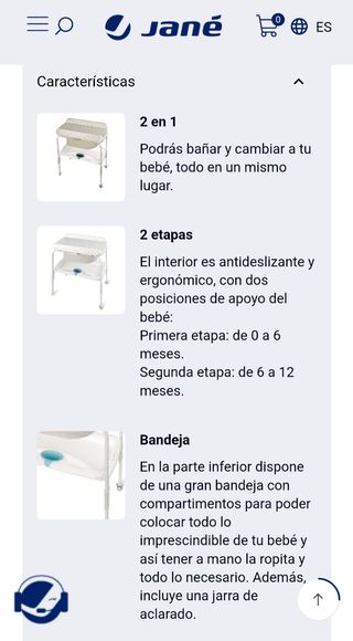 Bañera cambiador Flip de Jané